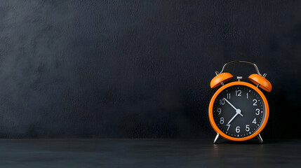 Orange Alarm Clock On Dark Background