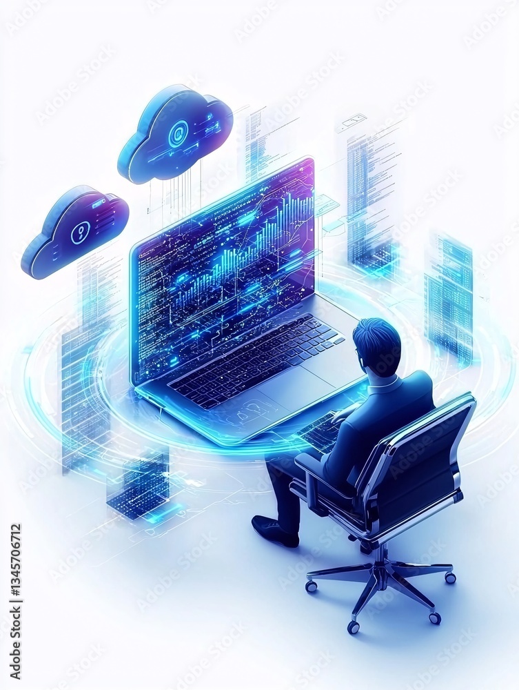 Poster developer deploying a website via a cloud platform, modern web hosting process, seamless integration