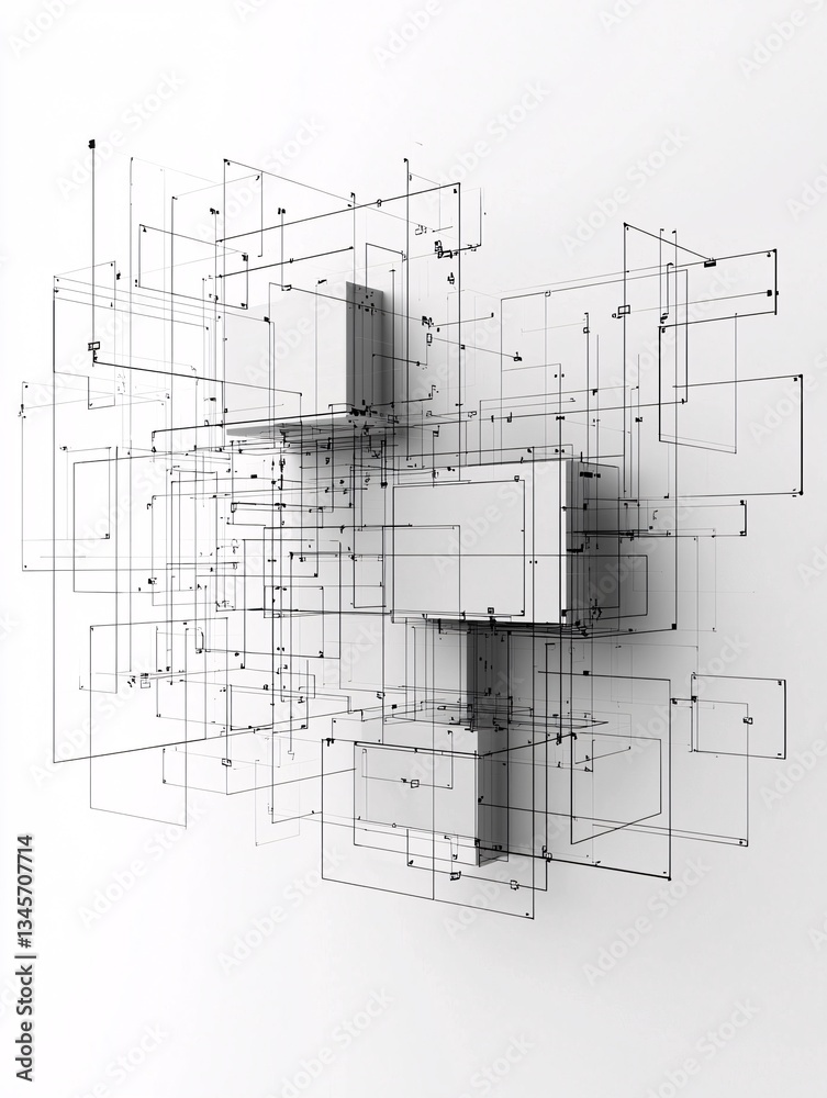 Poster wireframe of a website layout with focus on user navigation paths, intuitive design concept, seamles