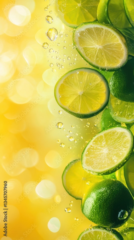 Aufkleber slices of lime and lemon create a refreshing background of vibrant green and sunny yellow tones