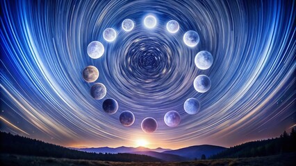 Mystical Moon Phases Long Exposure Night Sky Photography