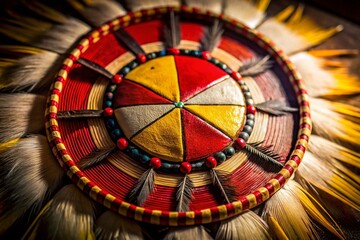 Naklejka premium Native American Medicine Wheel Colors Low Light Photography