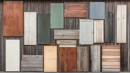 Rustic Wooden Panel Collage: A Textured Wall Art Composition AI Generated