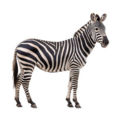 Fototapeta premium Zebra with striking black and white stripes, standing proudly against transparency background