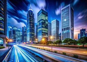 Fototapeta premium Night Cityscape Business Powerpoint Presentation Background