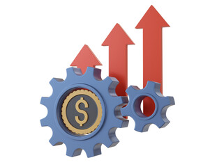 Obraz premium gear with coin 3d render, finance, business concept
