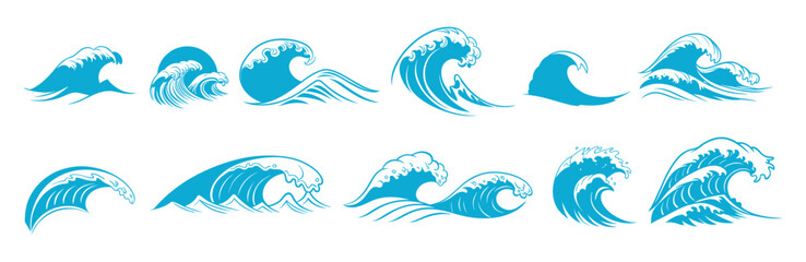sea waves vactor design icon set 
