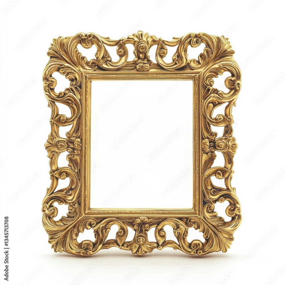 Poster decorative gold picture frame with intricate design showcasing elegance and craftsmanship