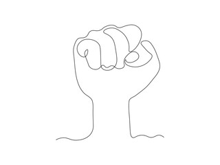 Abstract hand clenched into a fist, continuous single one line art hand drawing sketch logo