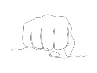 Abstract hand clenched into a fist, continuous single one line art hand drawing sketch logo