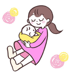 赤ちゃんを抱っこするママのイラスト