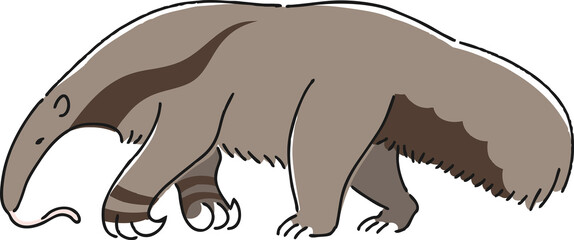 手描きのオオアリクイのイラスト