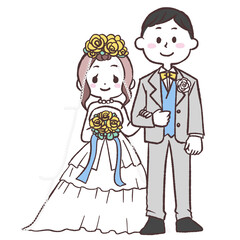 結婚式をする新郎新婦イラスト