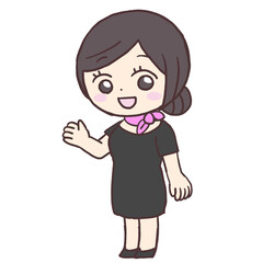 案内する美容部員女性イラスト
