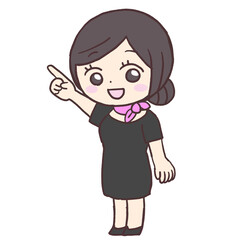 指さす美容部員女性イラスト