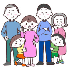 不満な三世代家族