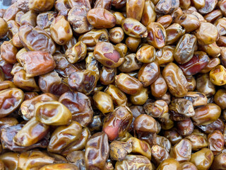 Dates at the market. Close-up.