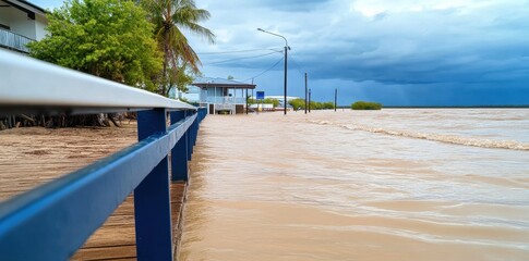 Devastating Flooded Coastline: A Dramatic Aftermath of Extreme Rainfall and Nature's Power Unleashed