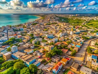 Panoramic Aerial View of Mogadishu Districts, Somalia - Cityscape Map Overlay