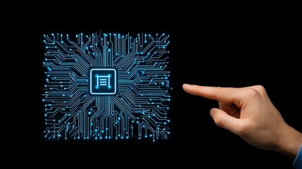 Interactive technology showcase circuit board innovations futuristic lab digital art perspective