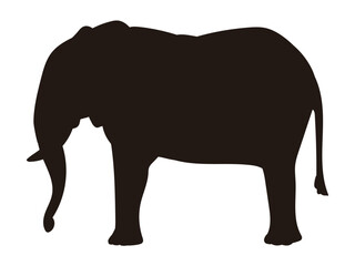 黒いゾウのシルエットのイラスト