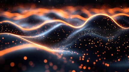 Abstract glowing particles wave digital art background