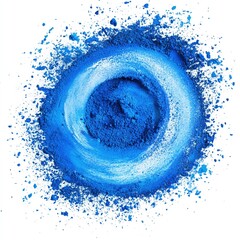 Fototapeta premium Vibrant blue powder explosion in a circular pattern
