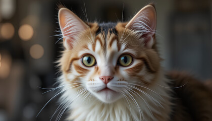 Close-Up of a Ginger Cat with Intense Green Eyes