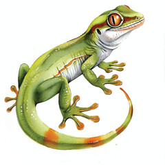 Obraz premium Watercolor Gecko white background