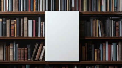 Blank Canvas Amongst Bookshelf