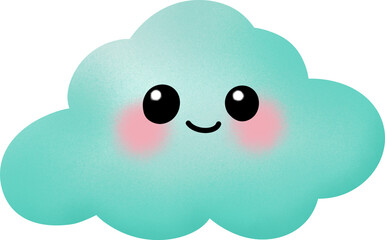 Smiling Cloud Green cute Illustration