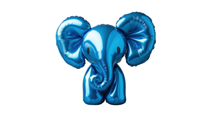 Blue elephant shaped balloon floating on transparent background
