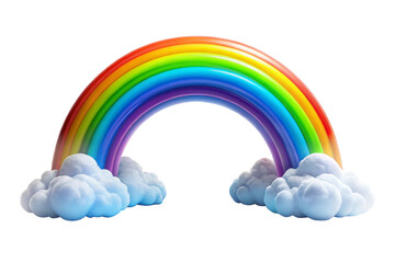 Fototapeta premium A vibrant rainbow arching over fluffy white clouds against a black background a whimsical 3D rendering
