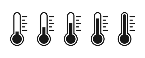 Thermometer icon set. Temperature scale symbol. Cold and hot icon vector. Temperature illustration sign