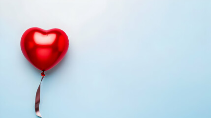 Red Heart Balloon Against Light Blue Background