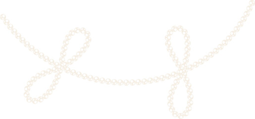 Coquette bow line pearl bead chain decorative illustration