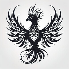 Obraz premium Fierce Phoenix Tattoo Clipart with Outstretched Wings and Flame Like Details