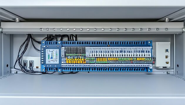 Industrial Control Panel Wiring Closeup.