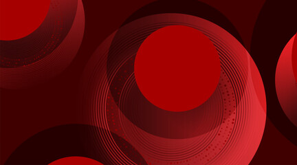 Geometric technology background with dark red circles and dotted lines. Vector minimal design