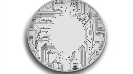 Abstract circuit board design, circular pattern, technology background, graphic design element, possible use in website graphics