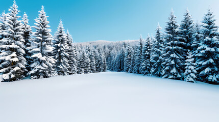 Obraz premium Winter Wonderland Snow-Covered Pine Forest Scene