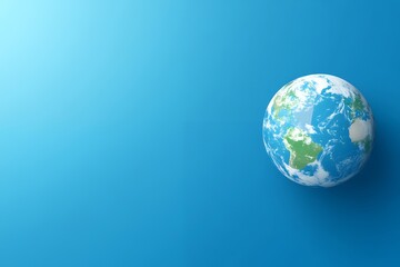 Obraz premium Simple Earth Globe on Blue Background Minimalist Design 3d map eco land icon world clean