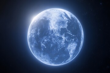 Fototapeta premium Stunning Blue Planet Earth Night Lights Space View 3D Map Glow Dark Land World Image Orbit