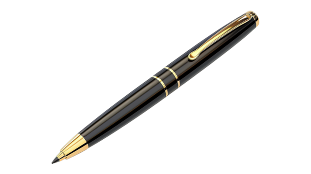 Luxury Ink Pen Isolated on PNG Transparent Background. Education, Business, Note, Document
