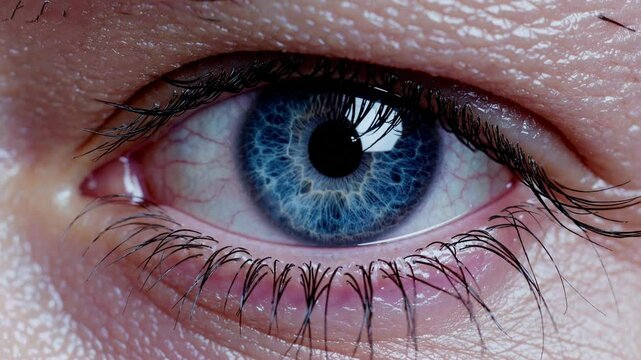 Woman blue eye showing different expressions
