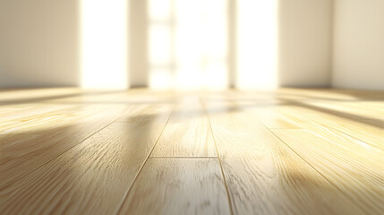 The flooring design with light-colored laminate wood