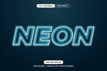 Neon blue light text effect with a glowing typography design on a dark background. Fully editable EPS vector file, perfect for futuristic, digital, and promotional designs