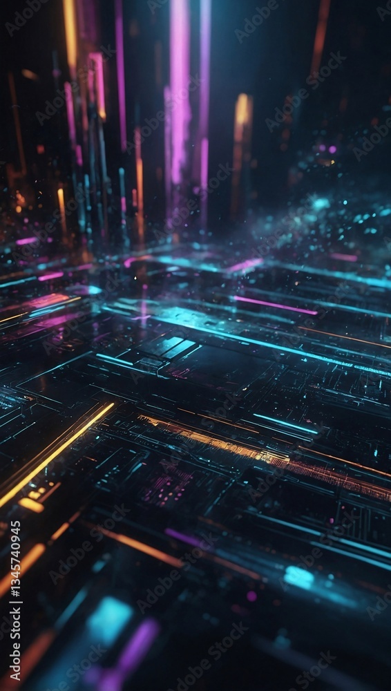 Fototapete Abstract digital background with futuristic elements, creating a high-tech atmosphere