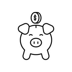 Piggy Bank icon isolated on a white background. Vector illustration.