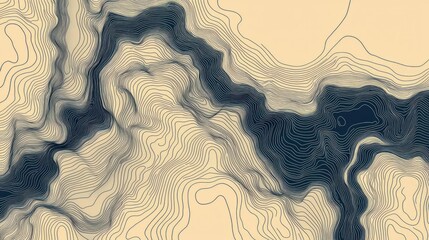 A map showing topographical lines and water features in detail